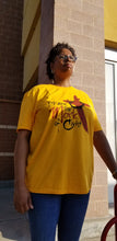 Load image into Gallery viewer, Kingdom apparel The Mark Brushed version tee - Pure Gold. Copyright 2020 Newford Apparel, LLC