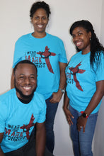 Load image into Gallery viewer, Kingdom apparel The Mark Stressed version tee - Caribbean Blue. Copyright 2020 Newford Apparel, LLC