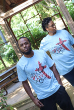 Load image into Gallery viewer, Kingdom apparel The Mark Brushed version tee - Light Blue. Copyright 2020 Newford Apparel, LLC