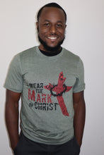Load image into Gallery viewer, Kingdom apparel The Mark Stressed version tee - Military Green. Copyright 2020 Newford Apparel, LLC