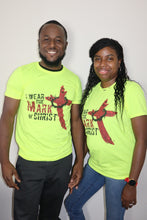 Load image into Gallery viewer, Kingdom apparel The Mark Stressed version tee - Neon Yellow. Copyright 2020 Newford Apparel, LLC