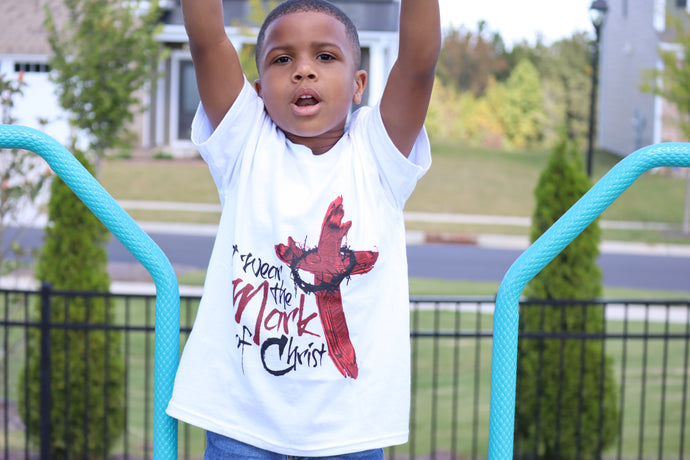 Youth Kingdom apparel The Mark Brushed version tee - White. Copyright 2020 Newford Apparel, LLC