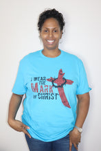 Load image into Gallery viewer, Kingdom apparel The Mark Stressed version tee - Caribbean Blue. Copyright 2020 Newford Apparel, LLC
